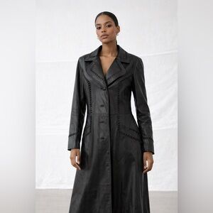 VINTAGE LASER CUT LEATHER TRENCH COAT